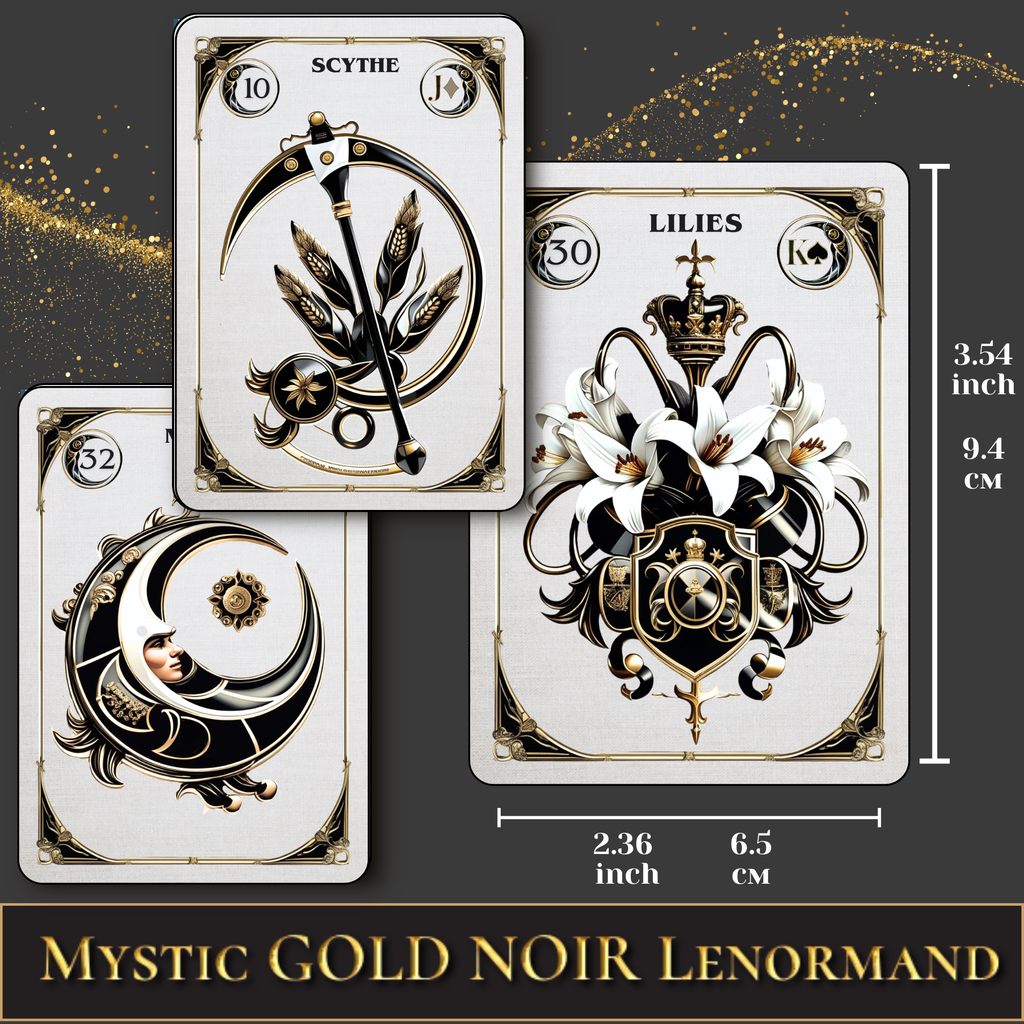  Mystic Gold Noir Lenormand complete set handmade oracle cards personalized storage