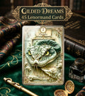 Gilded Dreams Lenormand Snake card closeup on dark green velvet — handmade vintage cartomancy deck with antique ink bottle and gold key, romantic royal illustration, MardocCraft