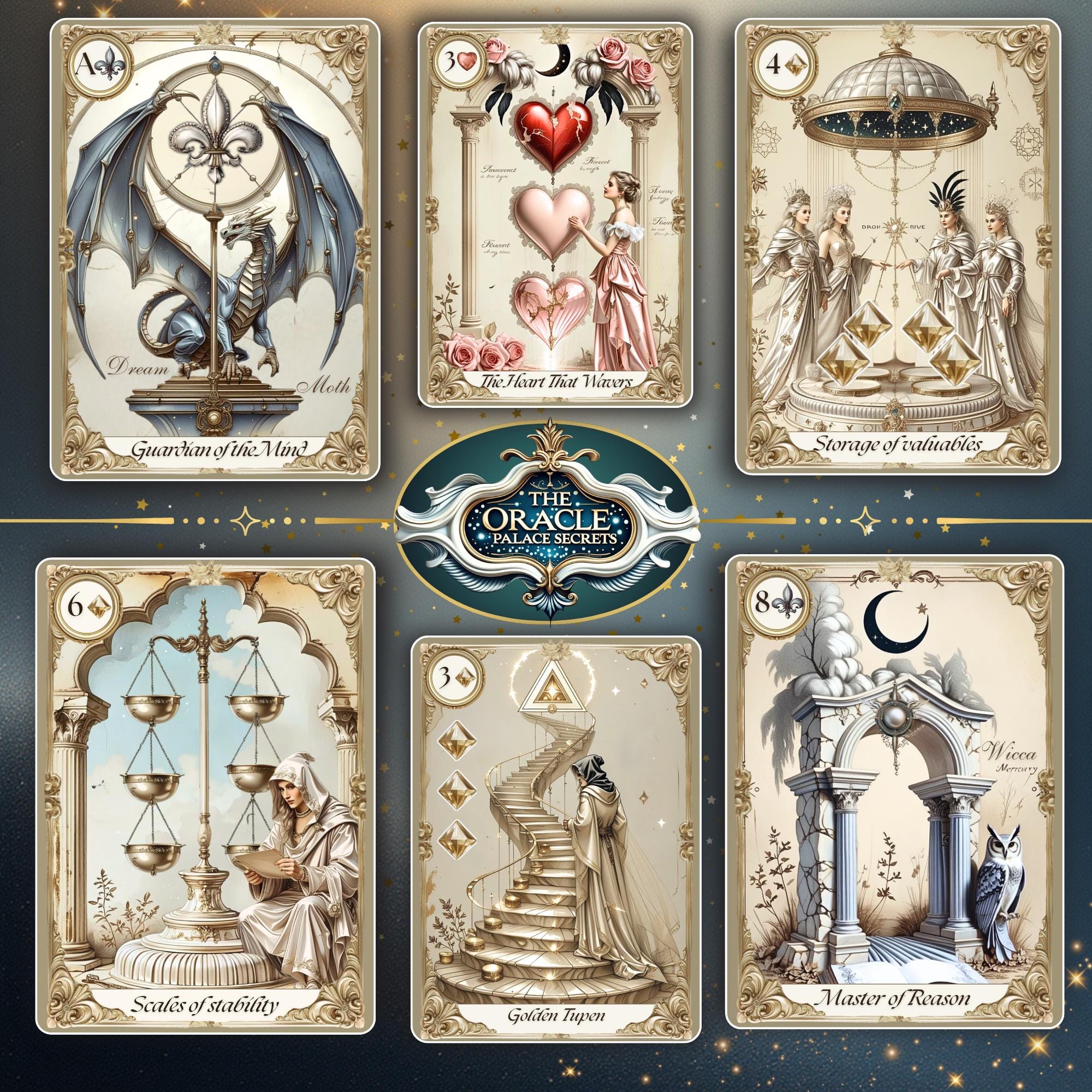 Oracle of Palace Secrets - Victorian Oracle Deck, 52 Cards Handmade