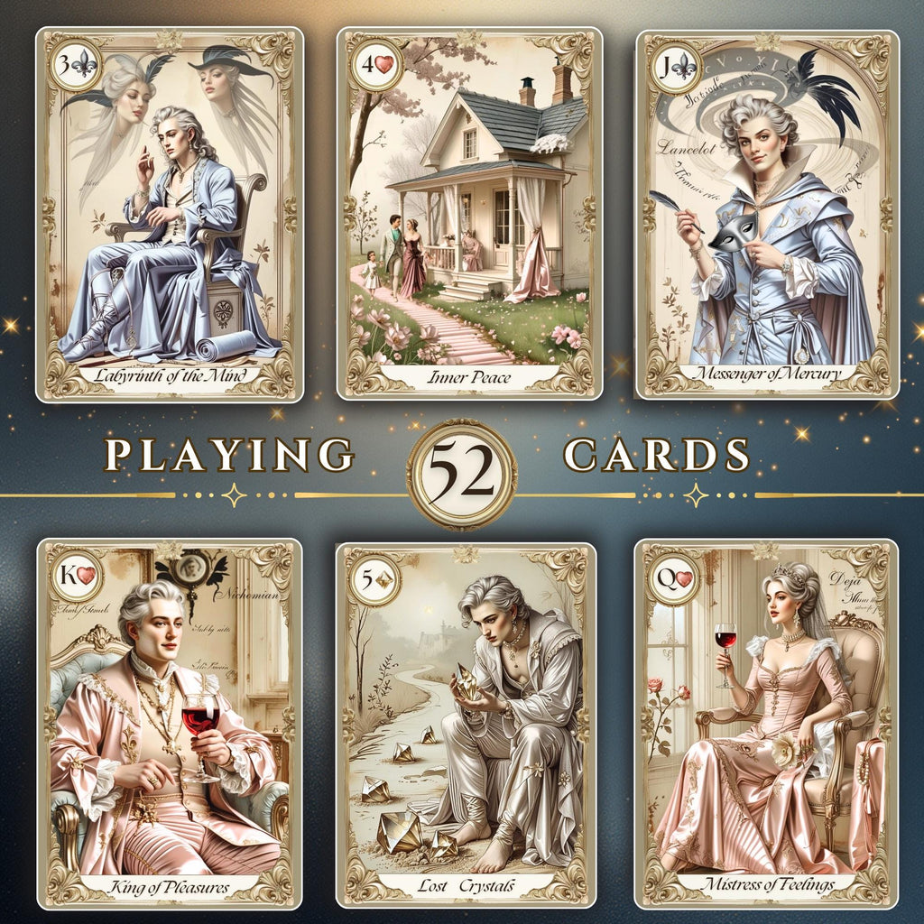 Oracle of Palace Secrets - Victorian Oracle Deck, 52 Cards Handmade