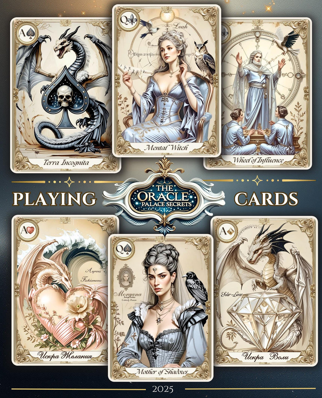 Oracle of Palace Secrets - Victorian Oracle Deck, 52 Cards Handmade