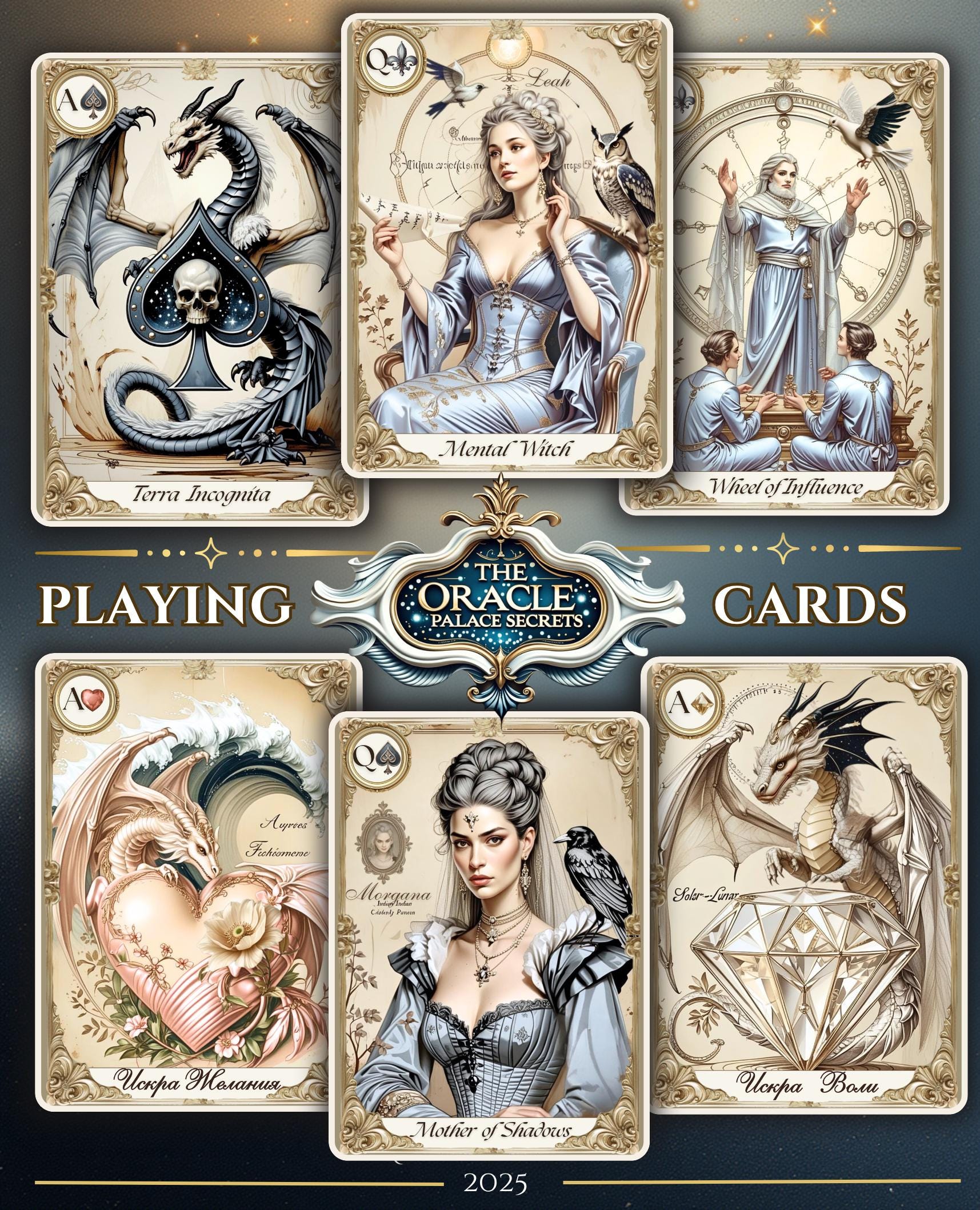 Oracle of Palace Secrets - Victorian Oracle Deck, 52 Cards Handmade