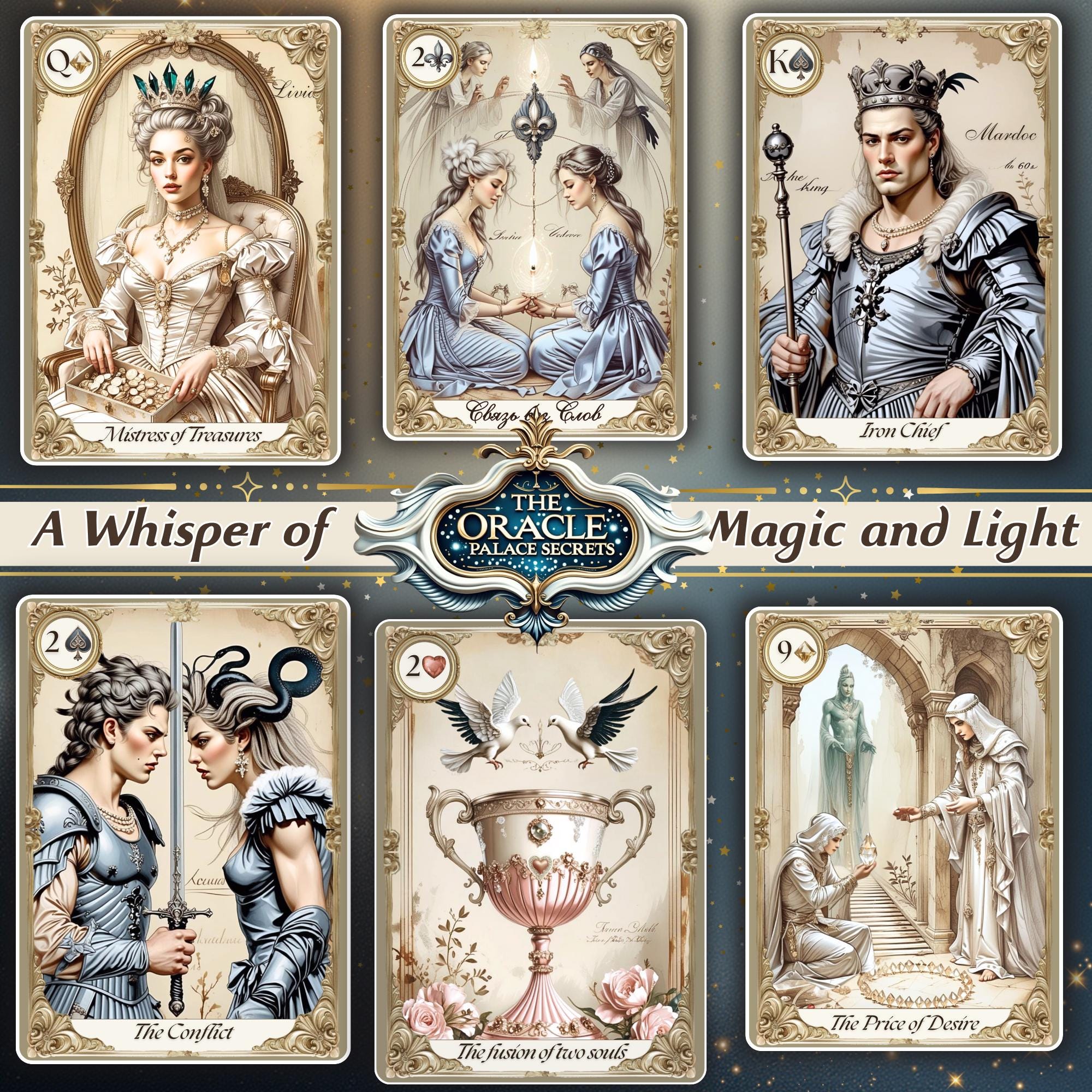 Oracle of Palace Secrets - Victorian Oracle Deck, 52 Cards Handmade