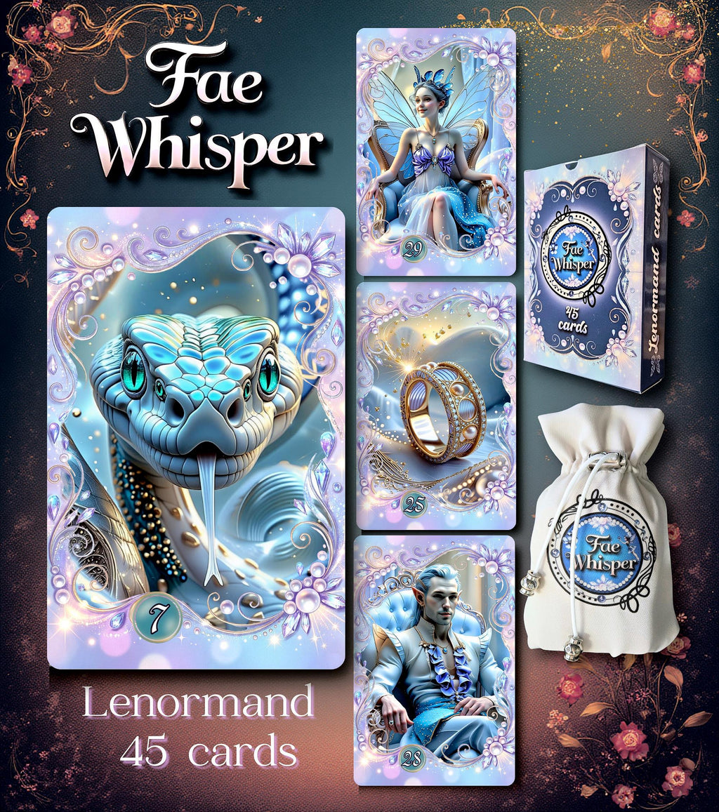 Fae Whisper Lenormand – 45 Cards | Fairy Oracle | Personalized Pouch