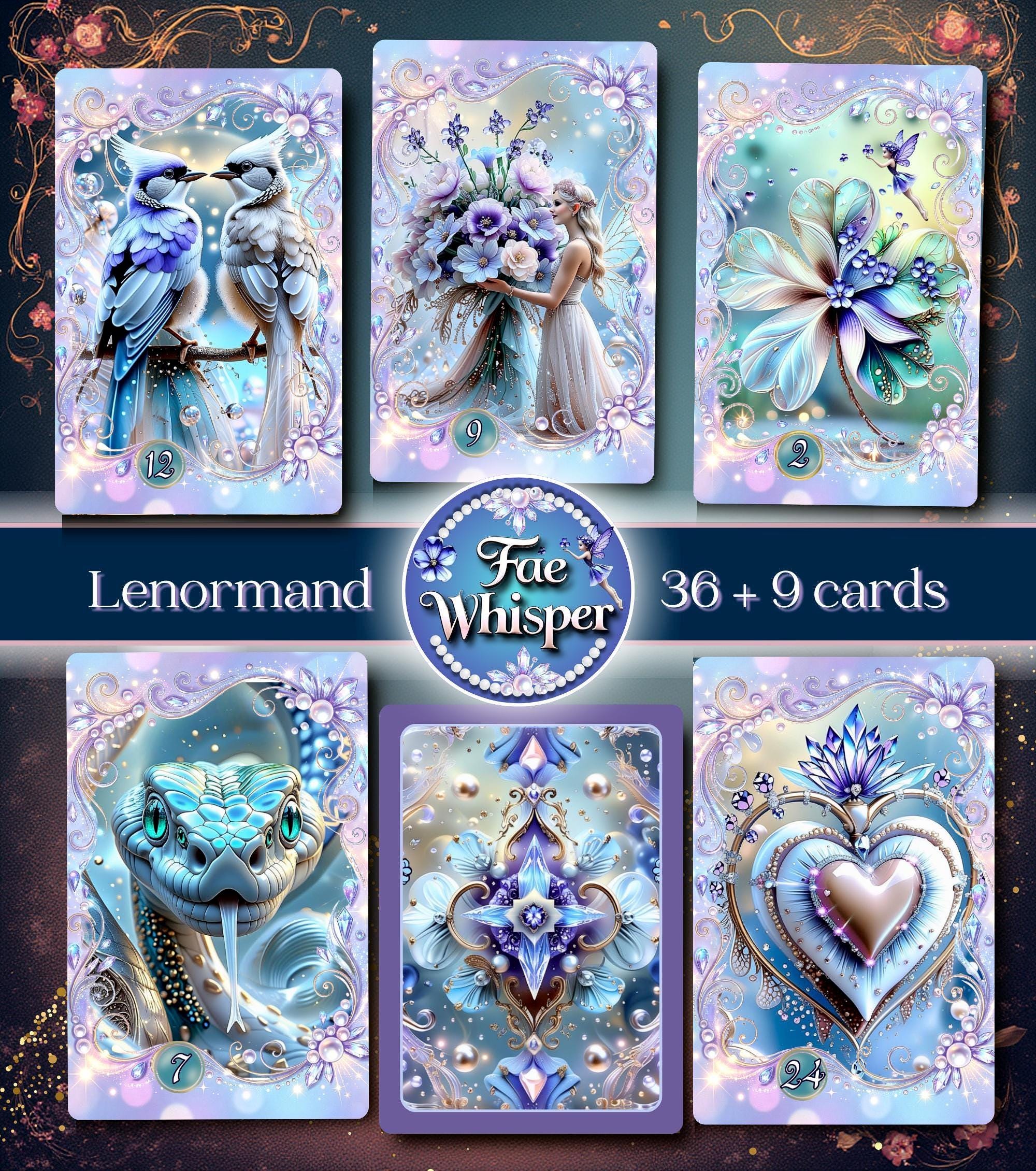 Fae Whisper Lenormand – 45 Cards | Fairy Oracle | Personalized Pouch