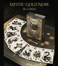 Mystic Gold Noir Lenormand deck 36 cards with box on dark wood surface gothic noir oracle handmade