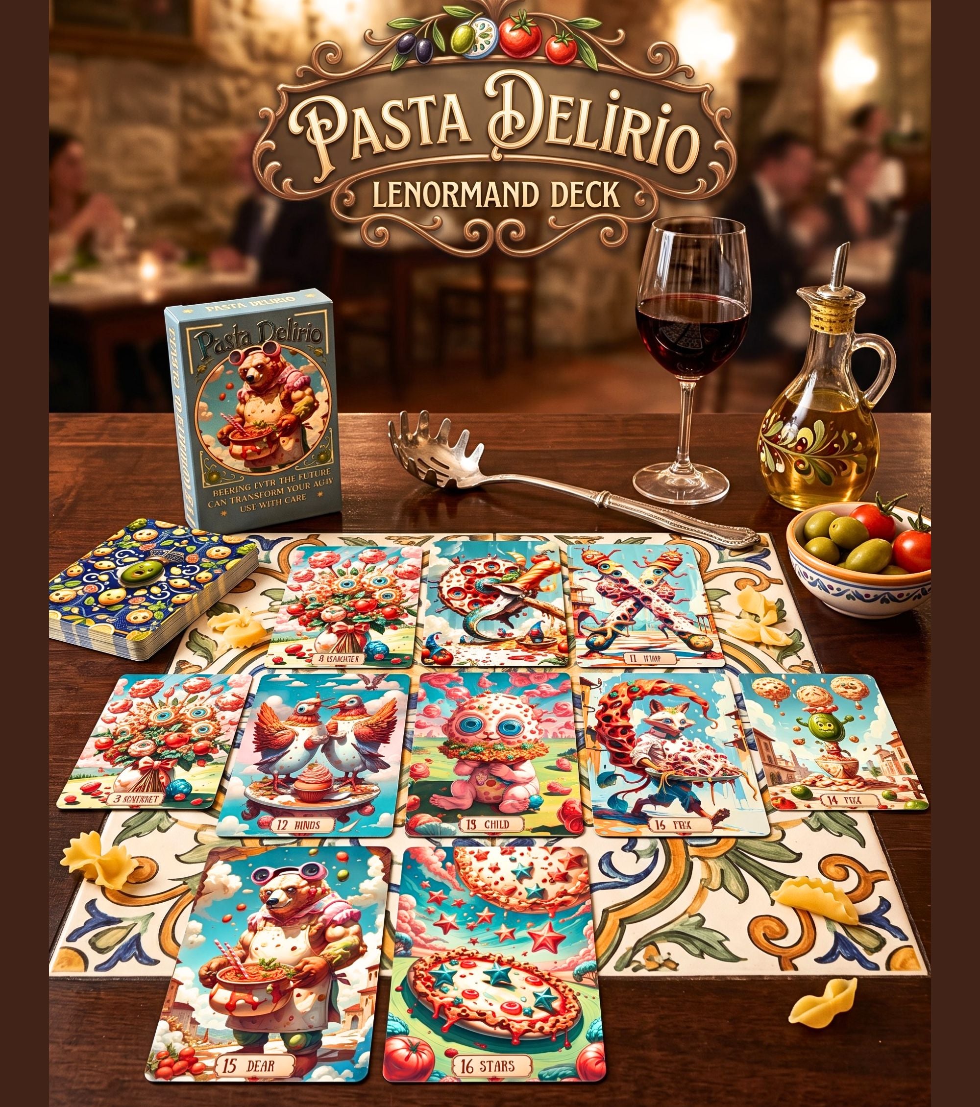 Pasta Delirio Lenormand Deck 36 Cards — Surreal Italian Oracle