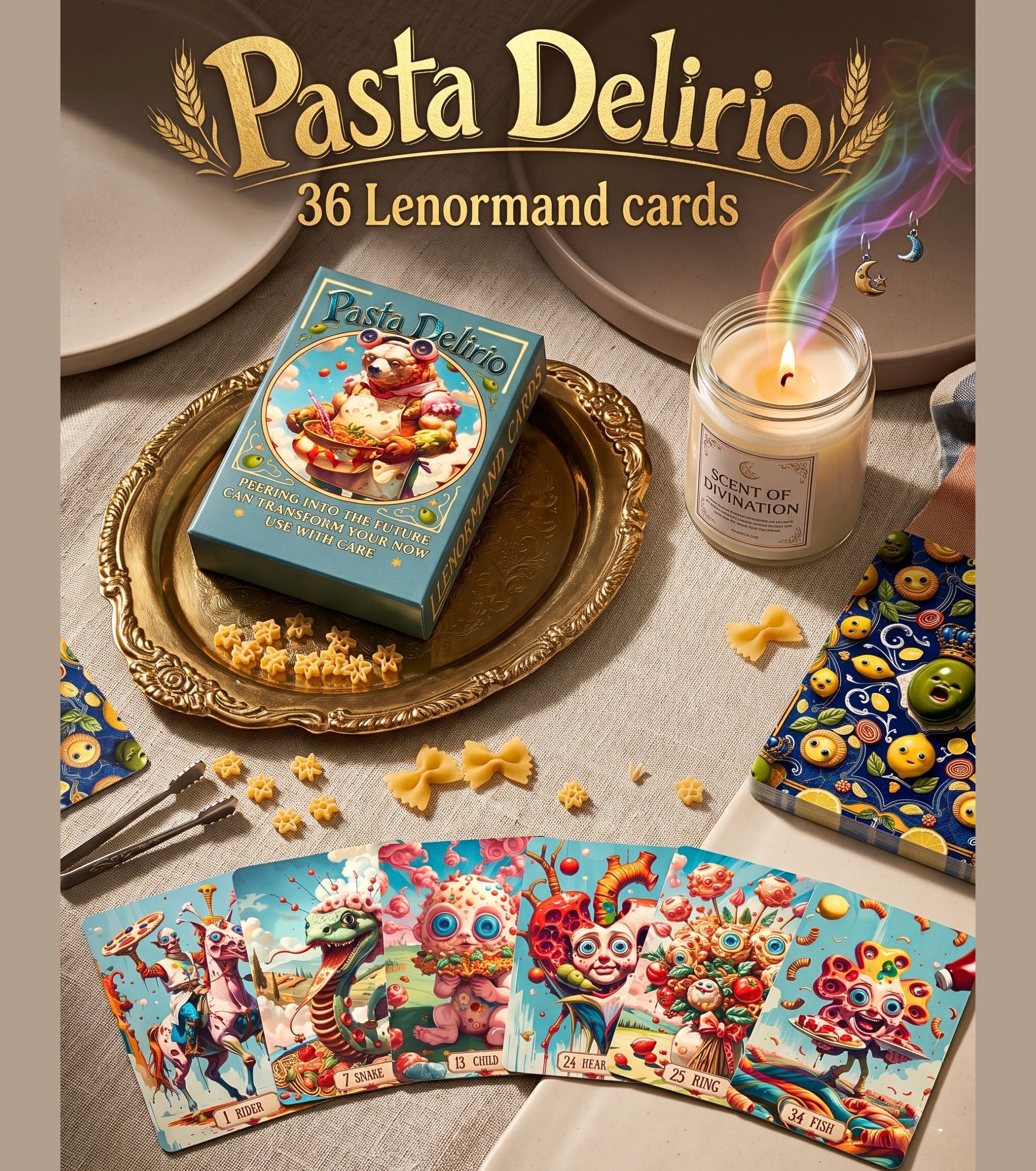 Pasta Delirio Lenormand Deck 36 Cards — Surreal Italian Oracle