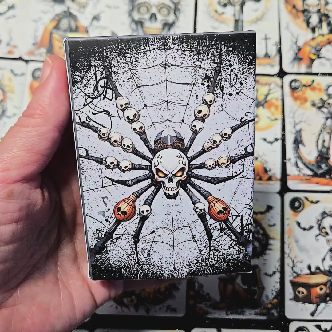 Bones of Fate Lenormand deck video showcase by MardokCraft, featuring the 36-card skeleton-themed box and gothic oracle card design