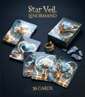 Star Veil Lenormand 36 cards — Lilies, Heart, Snake oracle deck with artisan box, gold snake ring and kyanite crystals, handmade dark oracle MardocCraft